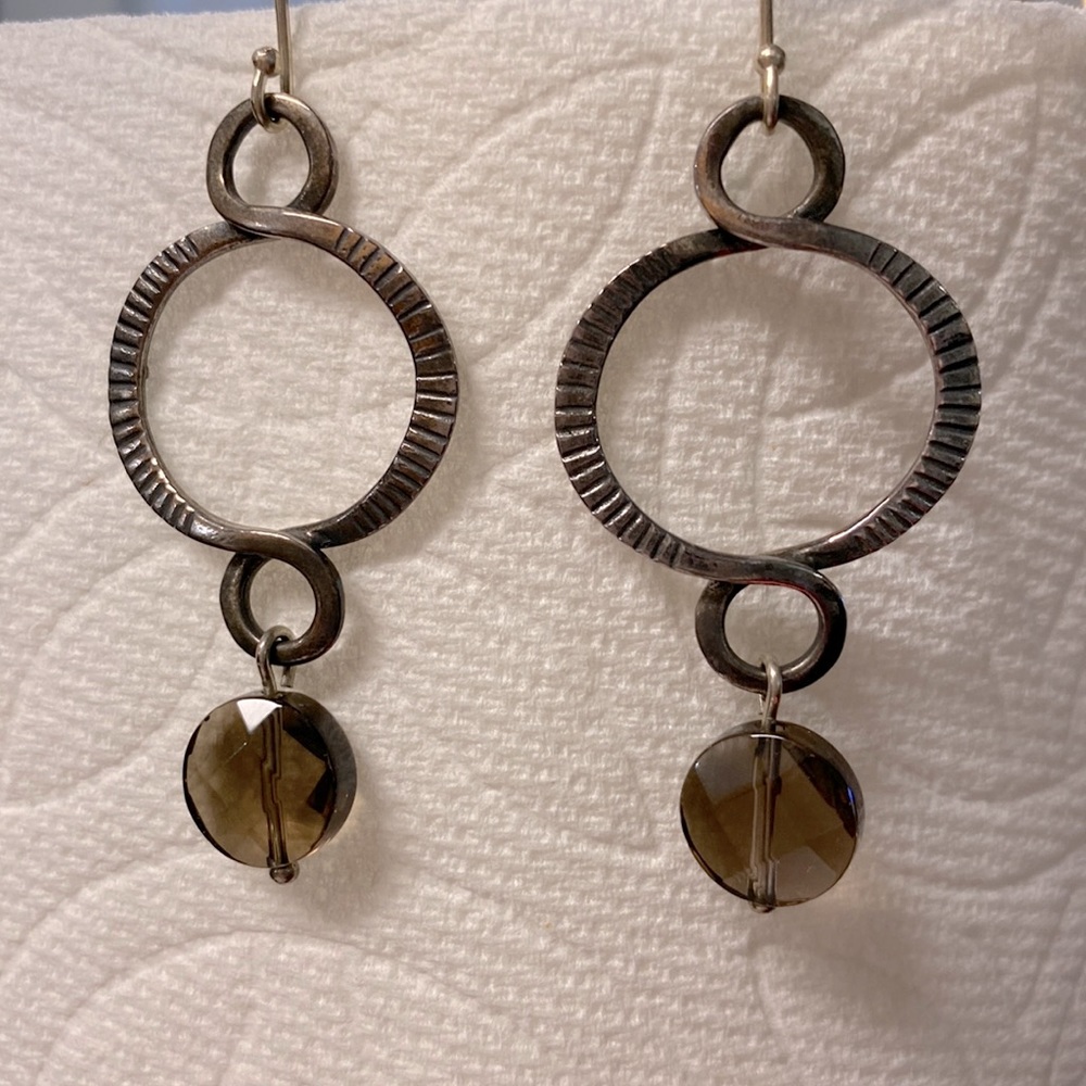 Silpada .925 Sterling Silver and Smokey quartz earrings
